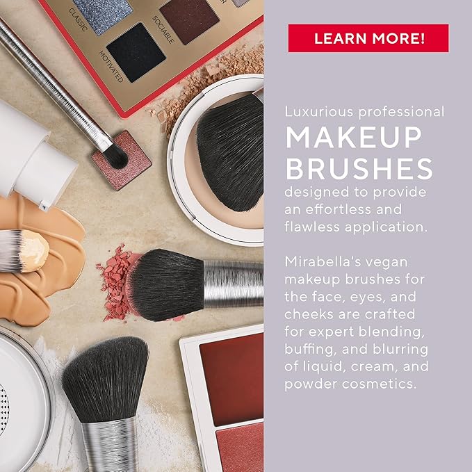 Mirabella Perfecting Concealer Brush, Premium Professional Makeup Brush Collection, Cruelty-Free Synthetic Bristle Brush, Hand-Sculpted Brushed Aluminum Handle, Luxury Blending Brush for Makeup