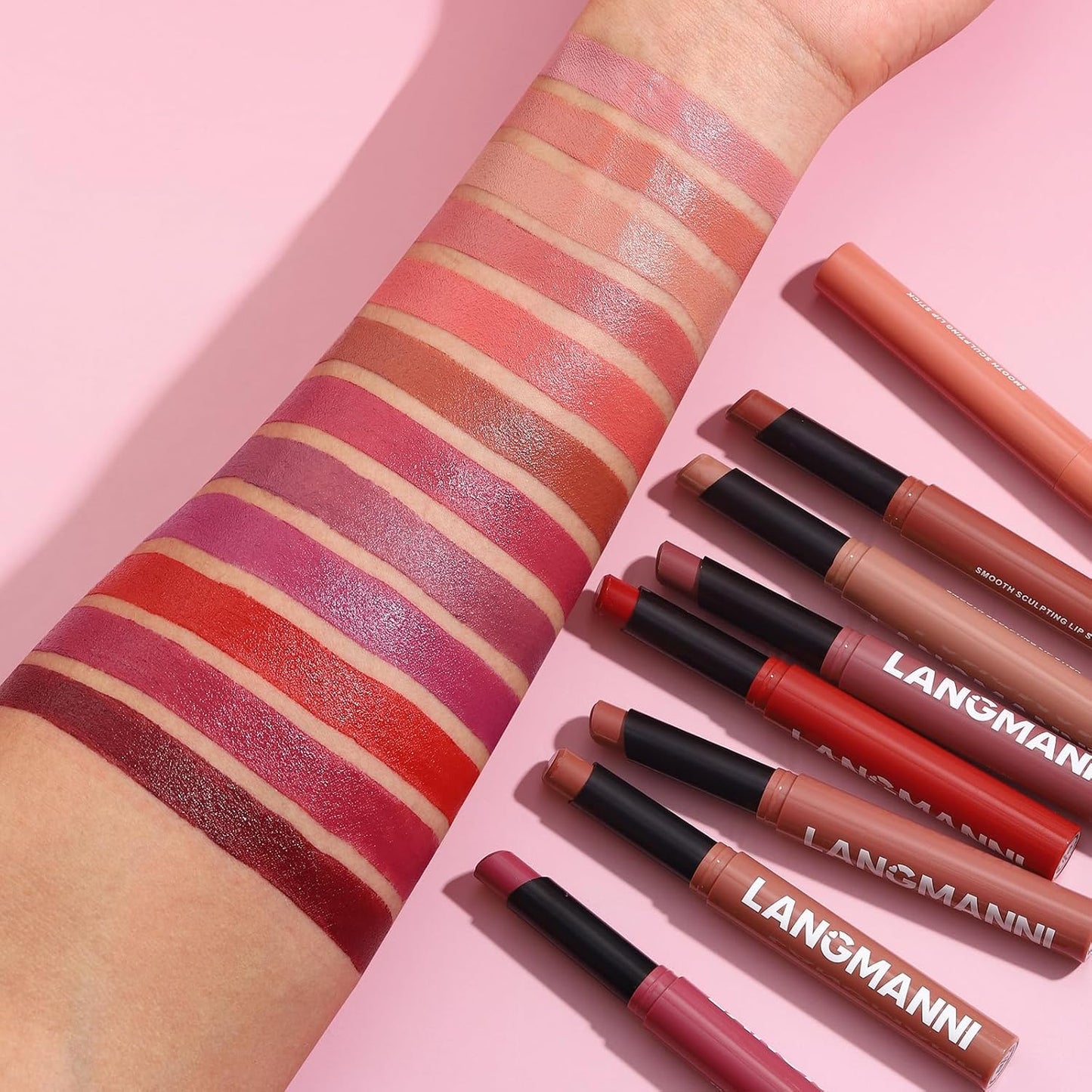 Jolilab 2Pcs Velvet Matte Lipstick Nude Matte Soft Dark Color Stick High Pigmented Long-Lasting Waterproof Lip Stick Lip Balm Beauty Cosmetics Gift for Girls and Women（03#+04#