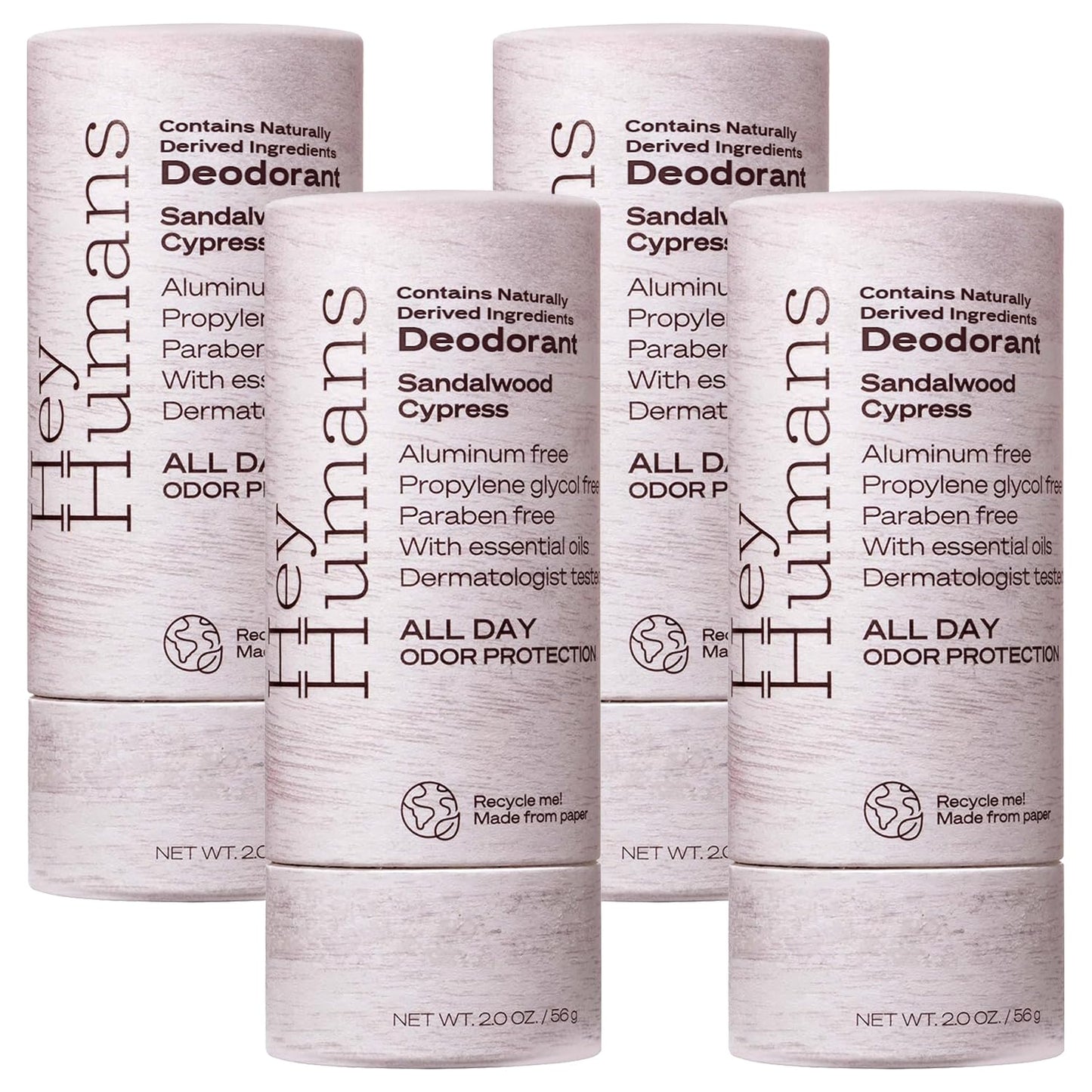 Hey Humans Deodorant, Aluminum Free Deodorant for Women and Men, Contains Naturally Derived Ingredients, All Day Odor Control, Refreshing Deodorant Essential Oils, Sandalwood Cypress