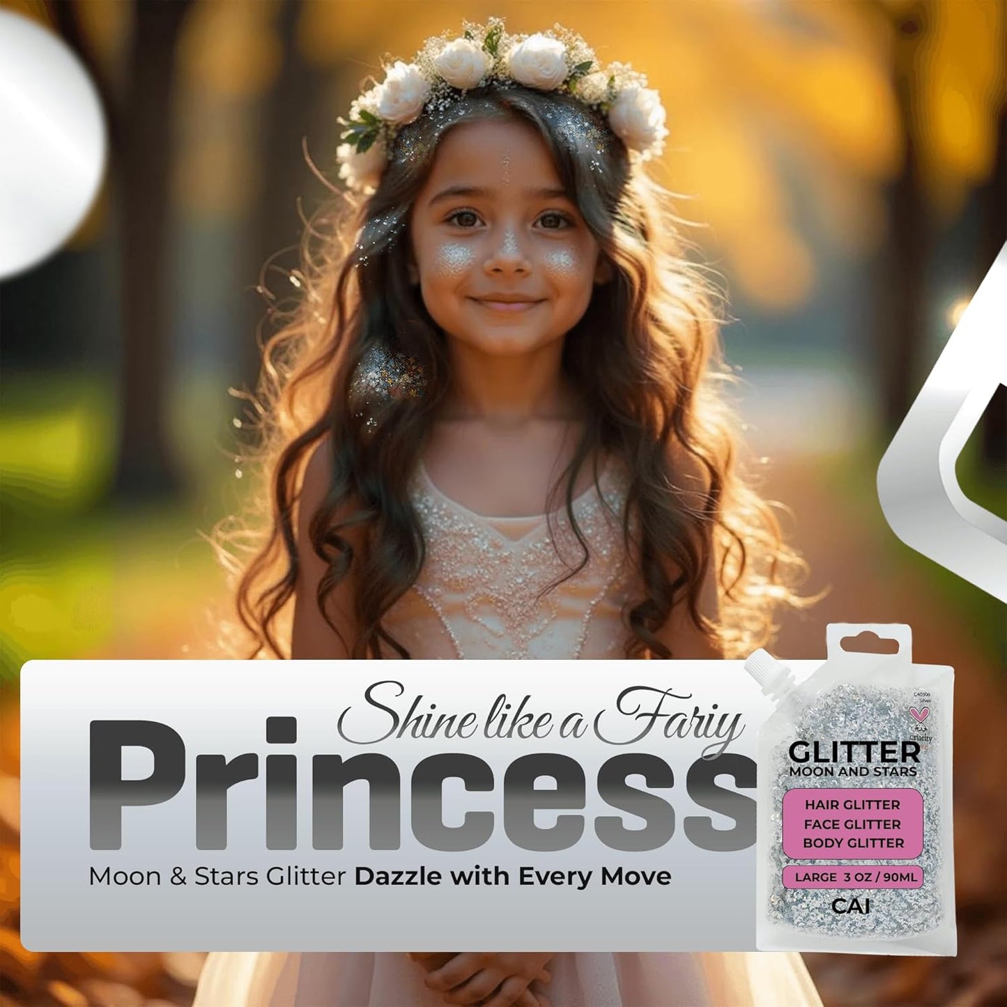 Face, Body & Hair Glitter Gel – Halloween Glitter for Kids and Women – 3 Oz Cosmetic-Grade Gel w/Moon & Stars for Festivals & Halloween Party, Easy Apply & Wash Off - Pink 1Pack