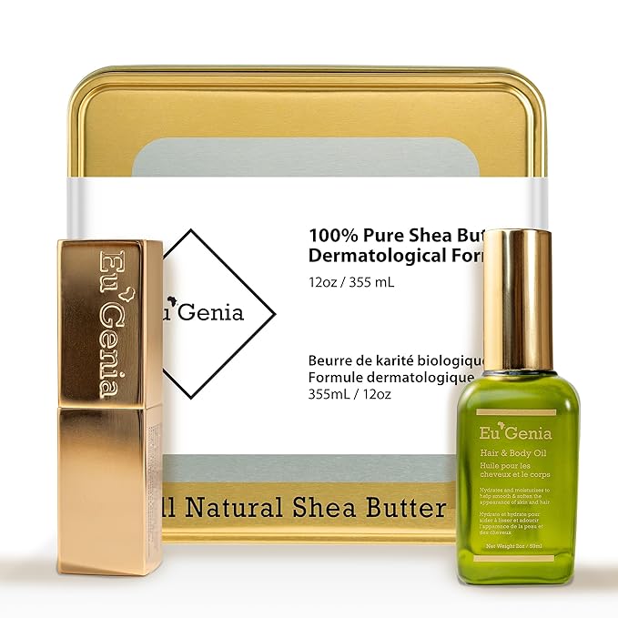 Face, Lip & Body Shea & Moringa 3-PC Gift Set – Hydrating Lip Balm, Nourishing Body Oil, 12oz Dermatological Shea Butter – Natural Skincare