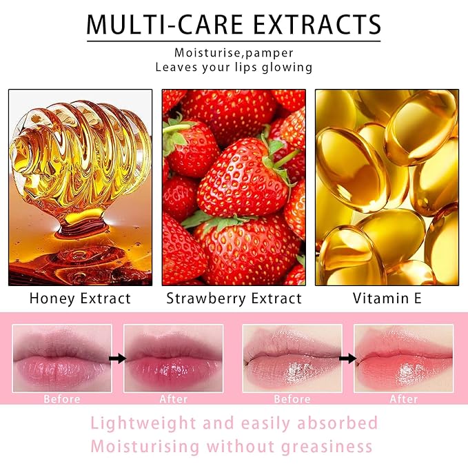 2PCS Lip Mask Overnight, Honey&Strawberry Moisturizing Repair Sleeping Lip Balm, Fade Lip Lines Bee Lip Balm, Hydrating &Prevention Dry and Crack Lip Scrubs Exfoliator (Honey & Honey)