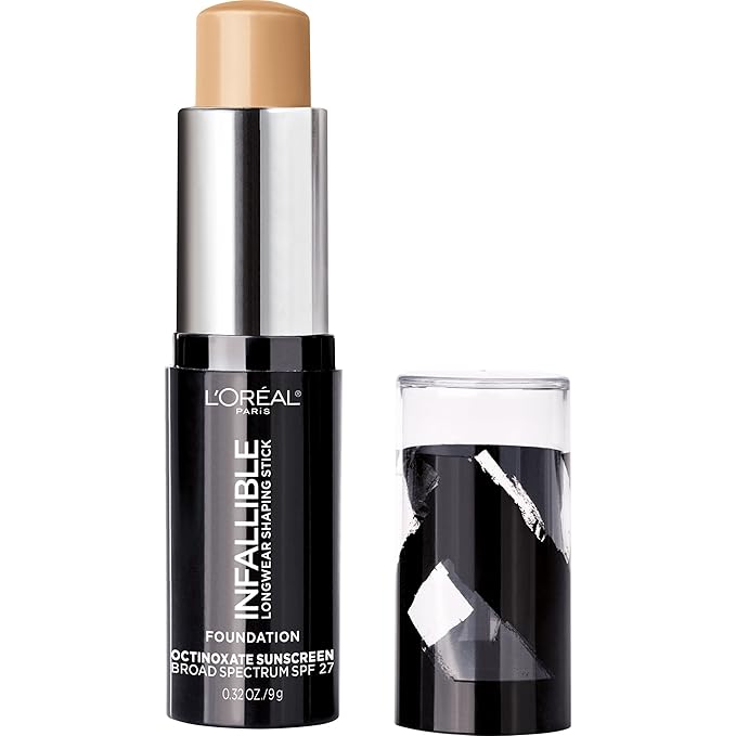 L'Oreal Paris Makeup Infallible Longwear Shaping Stick Foundation, 406 Warm Beige, 1 Tube, 0.32 Ounce