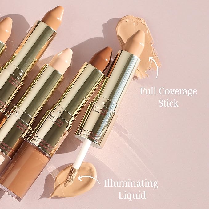 Wander Beauty Dualist Matte and Illuminating Concealer Makeup - Light - Dual-Ended Matte Concealer Stick + Liquid Concealer - Full Coverage Concealer Brightens, Firms & Hydrates Under Eyes -0.28 fl oz