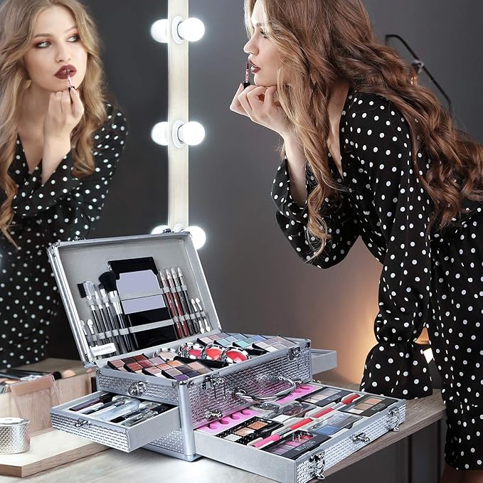 Make-up Box Set Multi-purpose Cosmetic Storage Beauty Case Professional Contain Eyeshadow Concealer Lip gloss Blusher Compact Powder Eyebrow and Makeup Pencil Brush #3