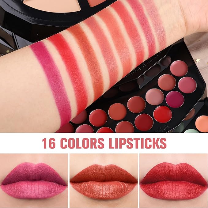 109 Colors Makeup Kit for Women Girl Full Kit Gift Set with Mirror All in One Make up Palette Included Eyeshadow Glitter Lipstick Concealer Eyeliner Eyebrow Highlighter Contour Blusher Compact PowderN