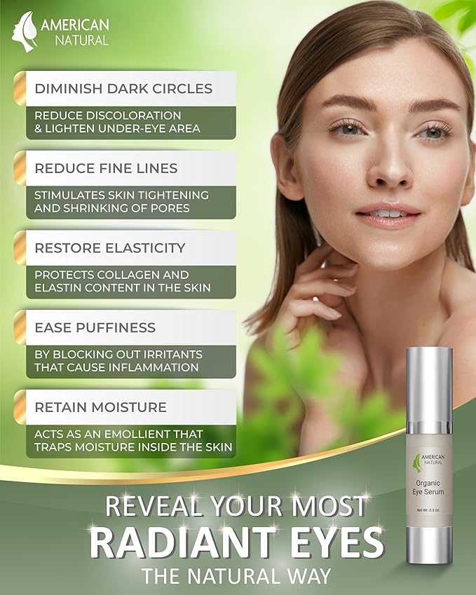 Blend Organic Eye Serum For Bags Under Eyes - Dark Eye Circle Remover with Eyebright Extract - Under Eye Serum For Dark Circles and Puffiness - Anti Aging Eye Cream For Women (0.5Oz)