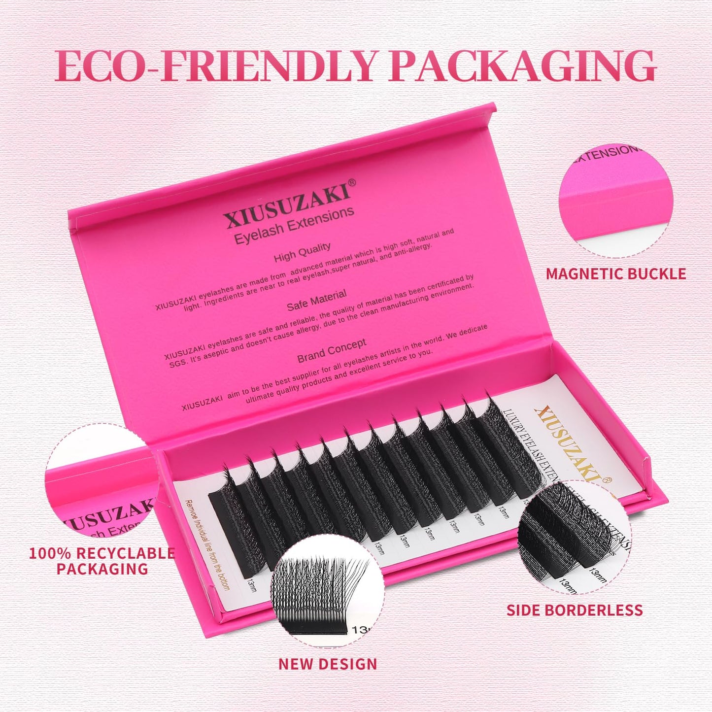 Lash Extensions Three Core Tips 3D Eyelash Extensions W Shape 0.07mm Thickness D Curl 9mm Premade Fans Easy Fan Volume Lashes Matte Black Crisscross(W-3D-Three Core-0.07-D,9mm)