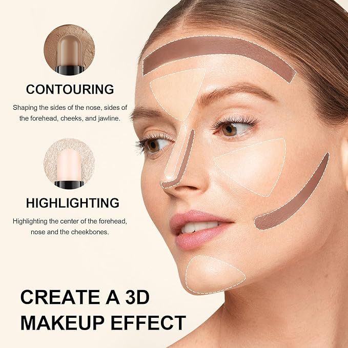 FV Contour Stick, Double-ended Contour and Highlighter Stick, Smooth & Blendable Cream Contour Stick with Natural Finish, Highly Pigmented & Long Lasting, Vegan & Cruelty-free, 04