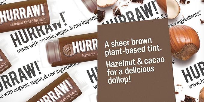 Hurraw! Raspberry Tinted, Black Cherry Tinted, Hazelnut Tinted Lip Balms, 3 Pack Bundle: Organic, Certified Vegan, Cruelty & Gluten Free. Non-GMO, 100% Natural. Bee, Shea, Soy & Palm Free. Made in USA