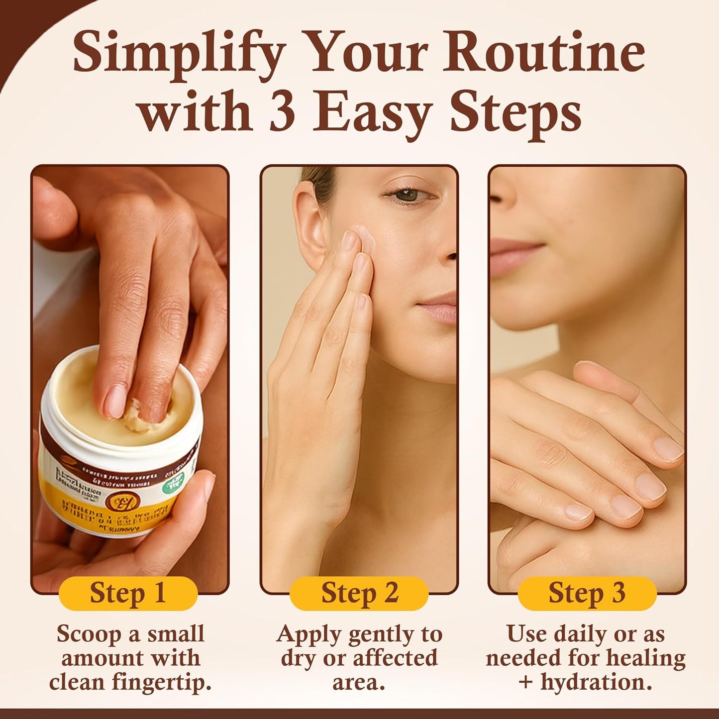 Sweet Bee Magic All In One Healing Organic Balm - Natural Skin Healing Cream, Beeswax Balm for Dry Skin, Face & Body Moisturizer - Certified Organic, All Natural Aid- 3 Jars (4oz Each, 12oz Total)