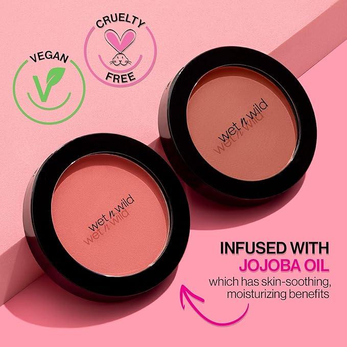 wet n wild Color Icon Blush, Effortless Glow & Seamless Blend infused with Luxuriously Smooth Jojoba Oil, Sheer Finish with a Matte Natural Glow, Cruelty-Free & Vegan - Pearlescent Pink(Packaged)