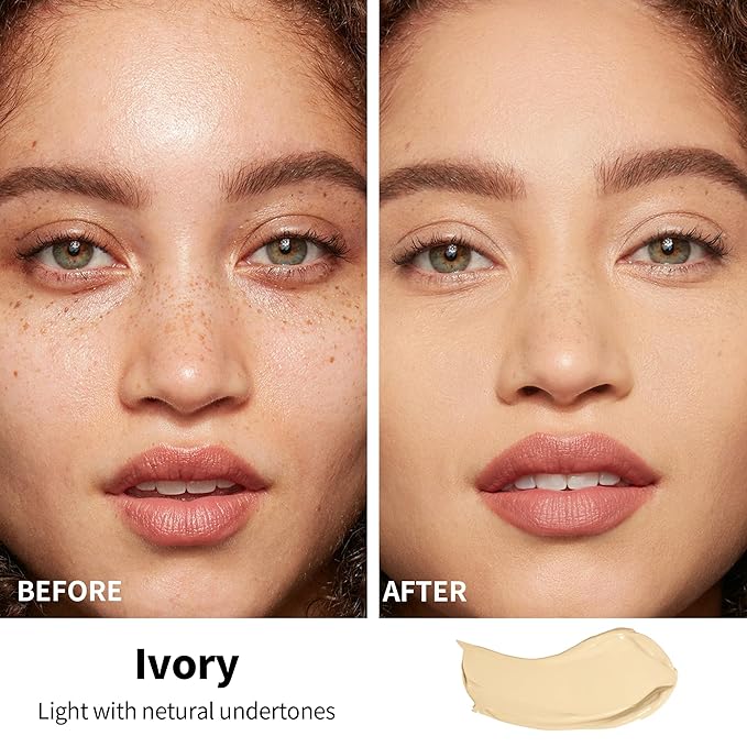 FV Waterproof Foundation, Lightweight & Medium Coverage Foundation with Matte Finish, Oil Control Long Lasting Liquid Foundation Makeup for Oily Normal Skin (Ivory)