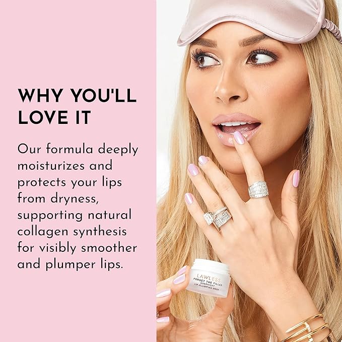 LAWLESS Forget the Filler Lip Mask - Candy Apple - Premium Overnight Lip Plumping Treatment with Natural Ingredients Designed to Plump, Hydrate, and Smooth Lips - 0.28 oz