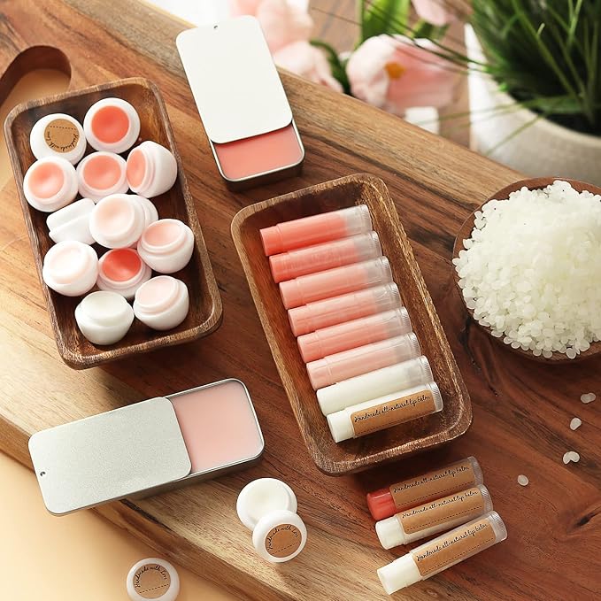 CraftZee Lip Balm Making Kit - DIY Lip Gloss Kit with Natural Beeswax Base, Shea Butter, Sweet Almond Oil, Essential Oils, Tubes, Jars & More Craft Kit For Adults