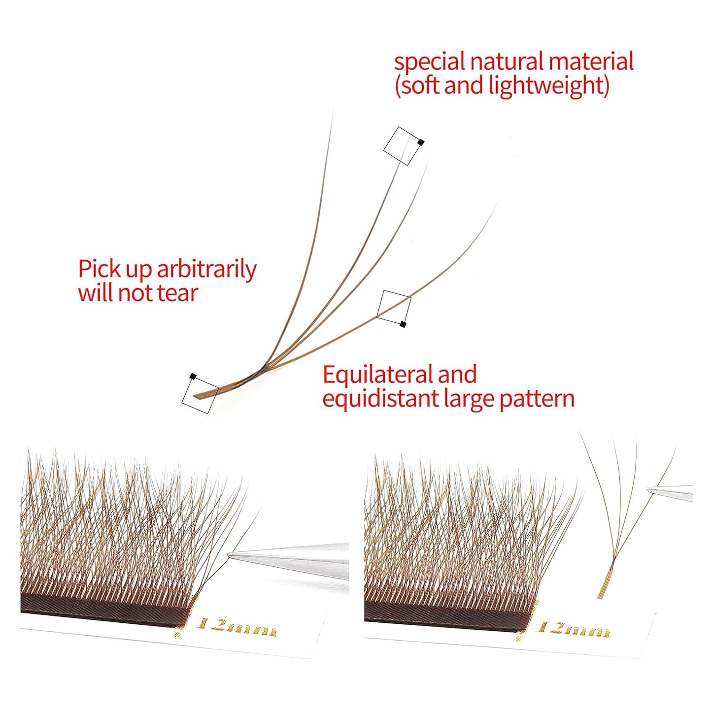 Lash Extensions Brown 4D W Eyelash Extensions W Shape 0.07mm Thickness D Curl 11mm Premade Fans Lashes Colored Lash Extension Volume Lashes Individual Lashes(W-Brown-4D-0.07-D,11mm)