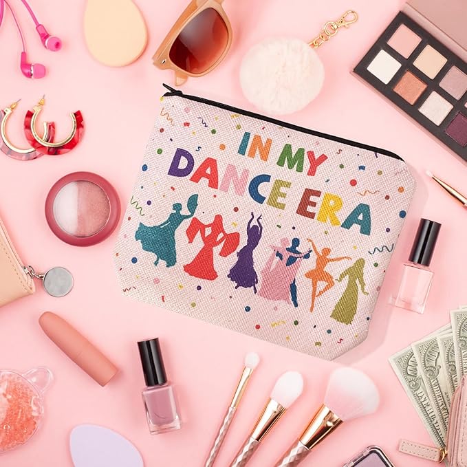 My Dance Era Canvas Zipper Cosmetic Bag, Small Makeup Bag for Women, Friends, Daughter, Sister for Dancers, Dancer Birthday Gifts for Girls (Pink)
