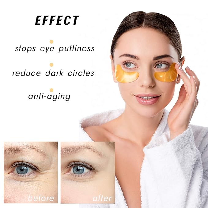 24K Gold Under Eye Patches Eye Masks For Dark Circles And Puffiness with anti-aging effect 20 pairs 40 pcs [medbeauty]
