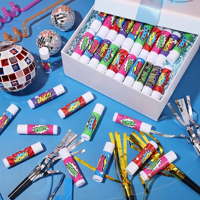 100 Pcs Hero Party Favors Lip Balms Bulk for Kids Birthday Party Moisturizing Lip Balm for Hero Themed Celebration Gifts Lip Care Products for Classroom Rewards Favor Party Supplies