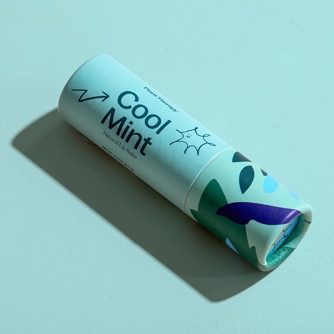 Plant Therapy Cool Mint Natural Lip Balm 0.3 oz (8.5 g) Simple, Natural Ingredients & Packaged in Eco-Friendly Recyclable Cardboard