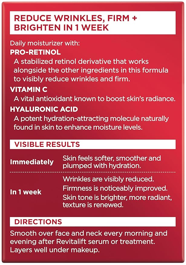 L'Oreal Paris Revitalift 1.5% Pure Hyaluronic Acid Face Serum + Triple Power Anti-Aging Face Moisturizer, 1 kit