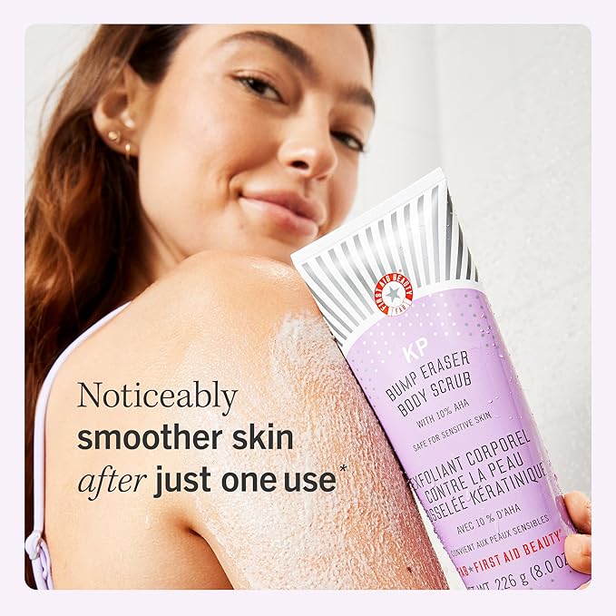 First Aid Beauty KP Bump Eraser Body Scrub Exfoliant for Keratosis Pilaris with 10% AHA 4 oz.