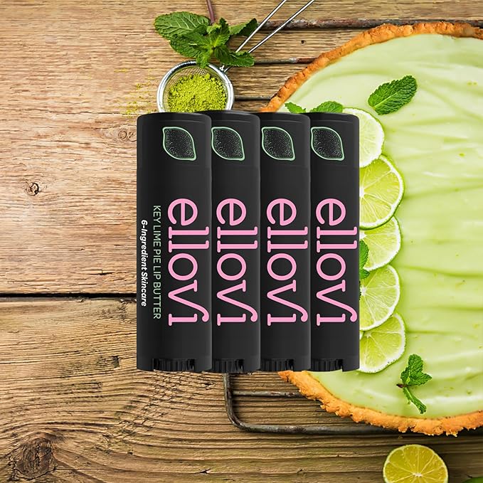 Natural Lip Butter Lip Balm - Key Lime - Pure Enough to Eat - Made With Just 6 Vegan Ingredients - Moisturizing Lip Care for All Day Hydration (4-Pack)