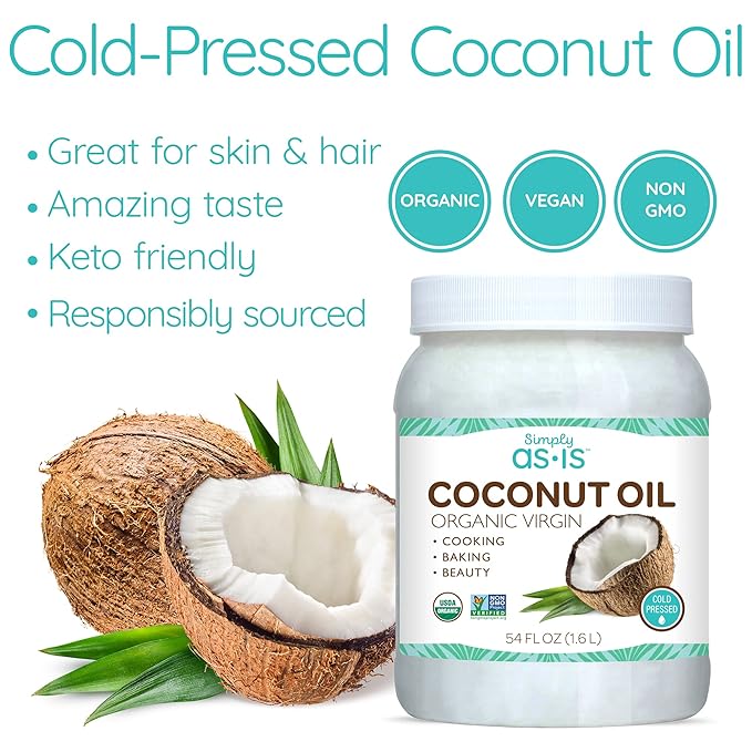 Simply as-is | Cold-Pressed & ﻿Organic Virgin | Unrefined | Coconut Flavor for Cooking & Baking | Deep Moisturizer for Beauty | 54 fl oz