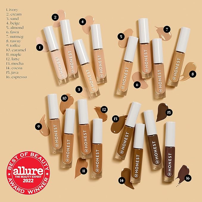 Honest Beauty Fresh Flex Concealer with Niacinamide + Vitamin E + Hyaluronic Acid | Vegan + Cruelty free | Cocoa, 0.17 fl oz