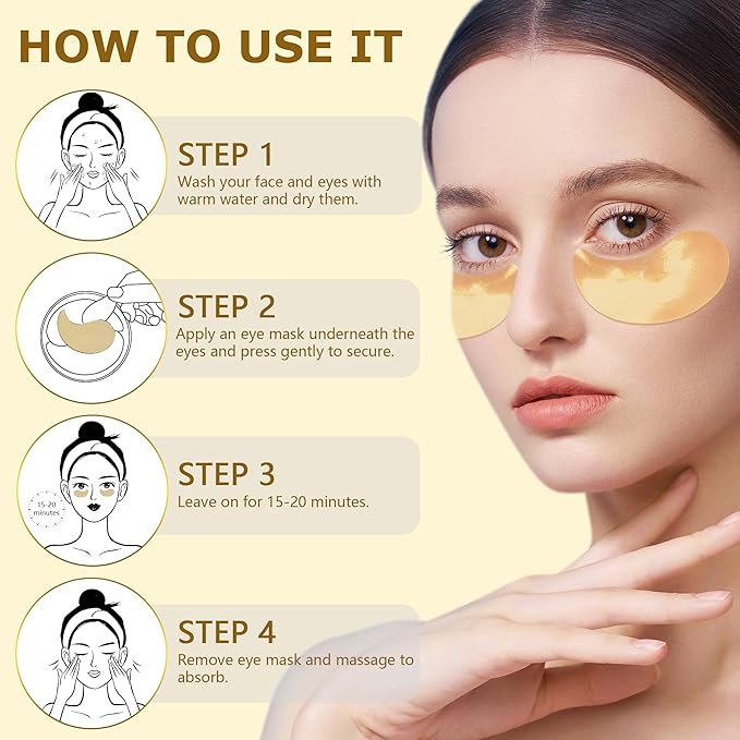 COSMETIC |24k Gold Vitality-Fill Hydra-Gel Eye Patches | Anti-Aging Under-Eye Patches, Help Boosting Lift & Firm the Look of the Eye Area