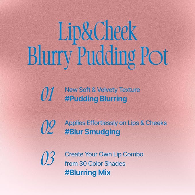 Lip&Cheek Blurry Pudding Pot | Faded Moment - Memories | Makeup Blush, Buildable Lightweight, Multi-Use Soft Matte Finish | 5g