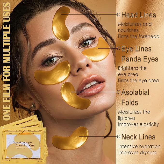 30 Pairs Cherry Lip Masks & 24K Gold Under Eye Patches, Gel Crystal Collagen Lip & Eye Patches for Puffy Eyes, Effectively Moisturizing Nourishes Lip & Eye Skin for Reducing Fine Lines & Dark Circle