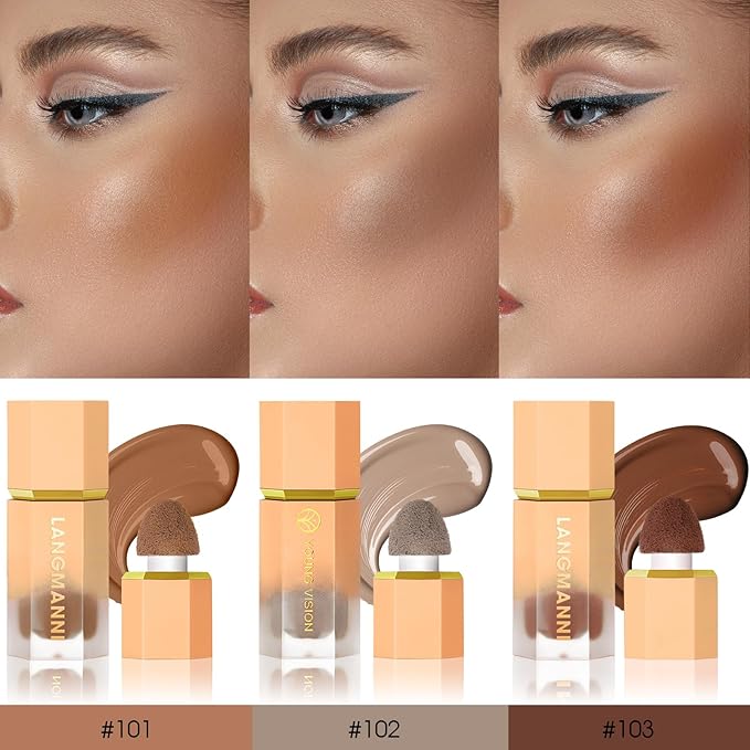 Liquid Contour Stick Makeup - Cream Face Contour Wand with Cushion Applicator, Natural Matte Long Lasting Creamy Bronzer Contour, Lightweight Silky Blendable (#02 SOFT TAN)