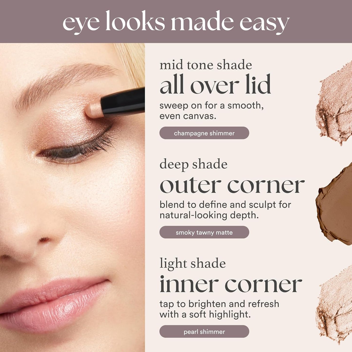 Julep Eyeshadow 101 Cream-to-Powder Waterproof Shadow Stick – Warm Gold Shimmer – Long-Lasting, Crease-Proof, Golden Shimmer Cream Eyeshadow with Built-in Smudger