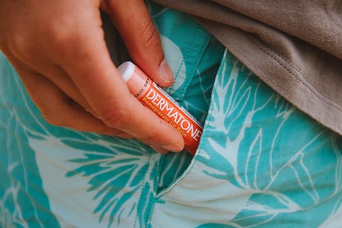 Dermatone Pomegranate Lip Balm | Moisturizing | Aloe and Vitamin E | Soothe & Replenish Chapped Lips | 3-pack (Pomegranate, 0.15oz sticks)