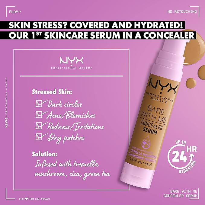 NYX PROFESSIONAL MAKEUP Bare With Me Concealer Serum, Up To 24Hr Hydration - Light