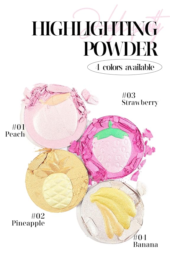 Cream Highlighter Compact, Highly Pigmented Glitter Powder Makeup, Face Highlighters & Luminizers Makeup Palette, Body Cheek Gold Pink Metallic Sparkle Glitter Shimmer Bronzer (#04 Banana)