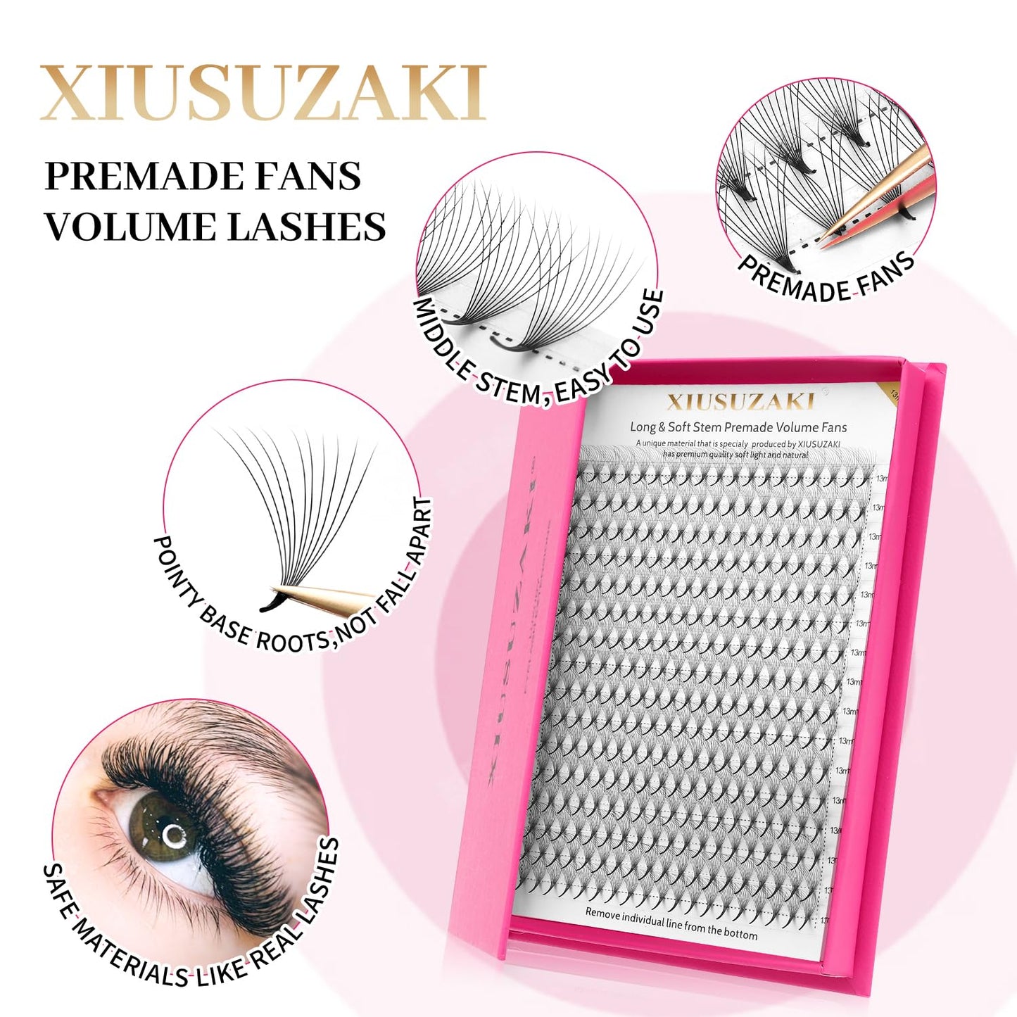 Premade Fans Eyelash Extensions 9D Volume Lash Extensions 0.07 Thickness Eyelash Extension D Curl Premade Lash Fans Mix 9-16mm Fluffy Soft Handmade Lash Fan Eyelashes(9D-0.07-D,9-16mm)