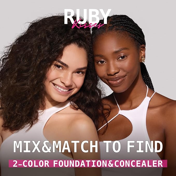 Ruby Kisses Cream Foundation 3D Face Creator 2-Color Foundation and Concealer, 12 Hour Wear Long Lasting, Medium to Full Coverage (Level 1)