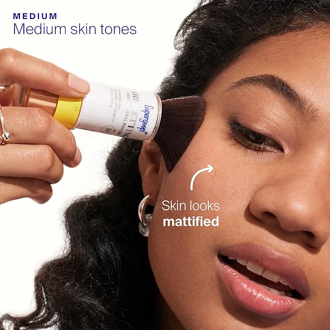 Supergoop! (Re) setting 100% Mineral Powder, Medium - 0.15 oz - Makeup Setting Powder + Broad Spectrum SPF 35 PA+++ Sunscreen - With Ceramides, Olive Glycerides & Coated Silica Spheres