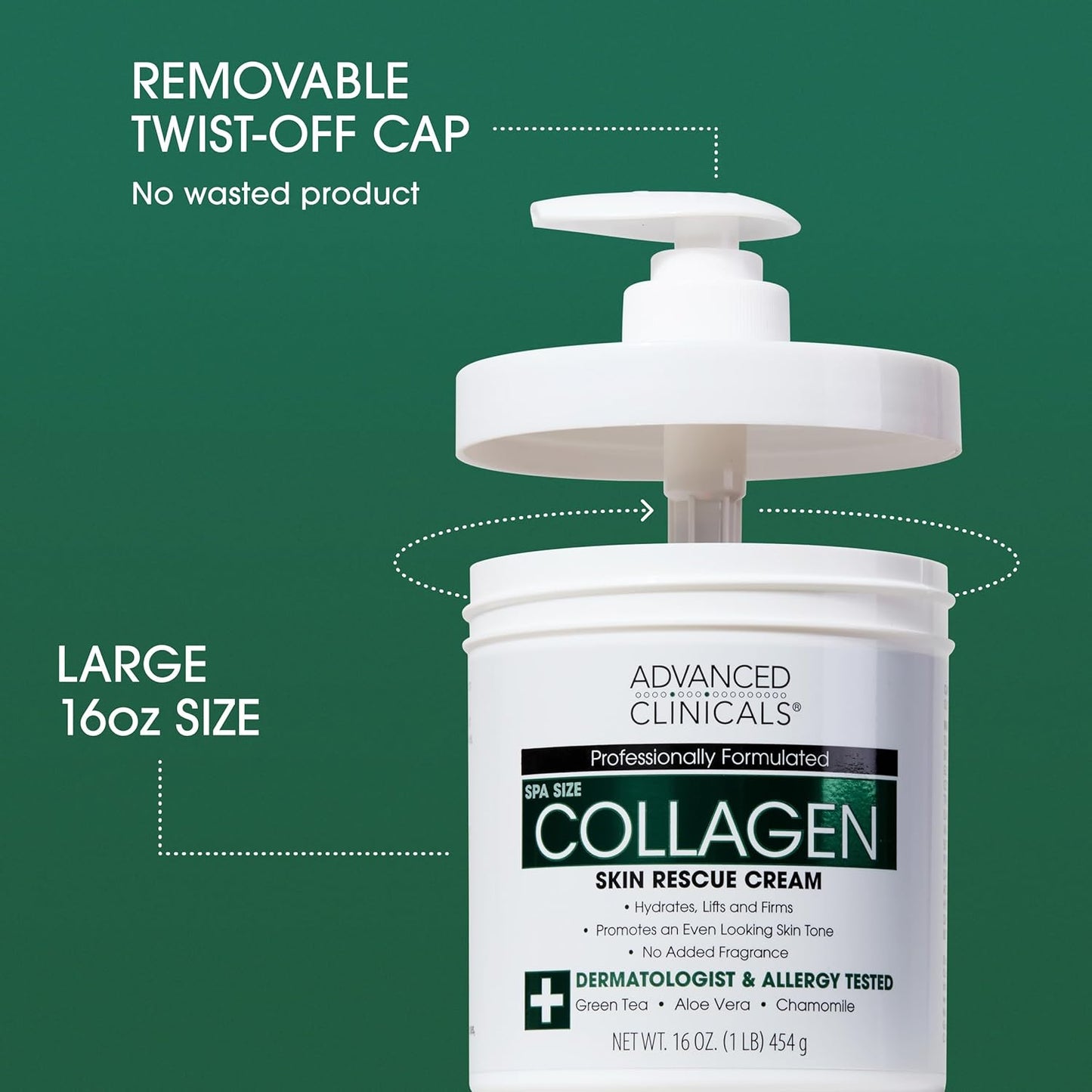 Advanced Clinicals Unscented Collagen Body Cream + Collagen Serum For Face 2PC Skincare Set | Face Serum & Body Lotion For Women & Men Helps Improve Look Of Wrinkles & Dry Skin, Fragrance Free, 2pc