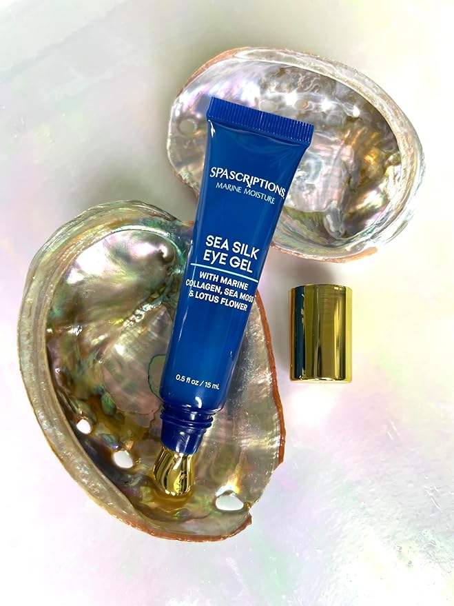 Spascriptions Marine Moisture Sea Silk Eye Gel, 0.5 fl oz (pack of 1), Under-Eye Gel Moisturizer with Natural Marine Collagen, Cruelty Free