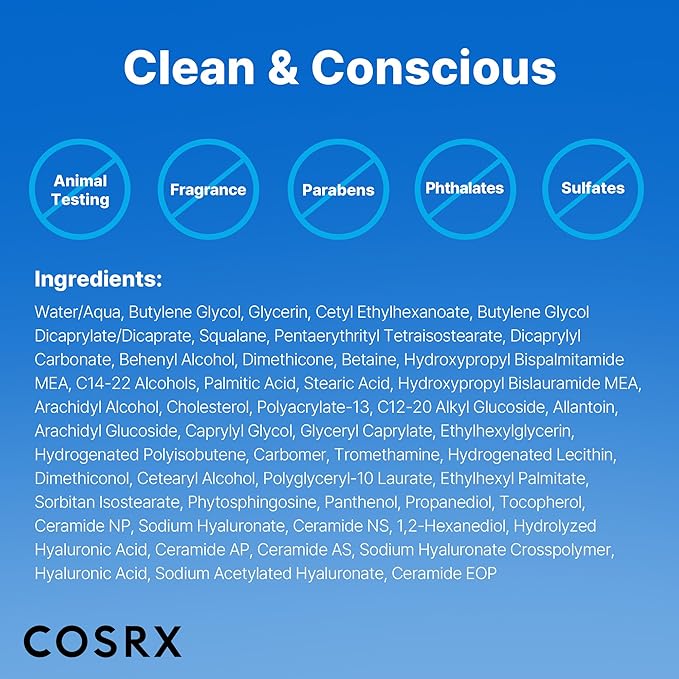 COSRX Ceramide Skin Barrier Moisturizer for Face with 7 Ceramides, Hyaluronic Acid & Panthenol for All Skin Types, 2.7 fl.oz, Korean Skin Care
