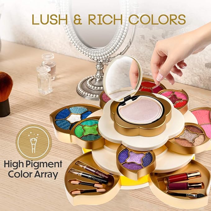 All In One Makeup Gift Kit for Woman and Teens | Makeup Flower Set with Eyeshadow Palette