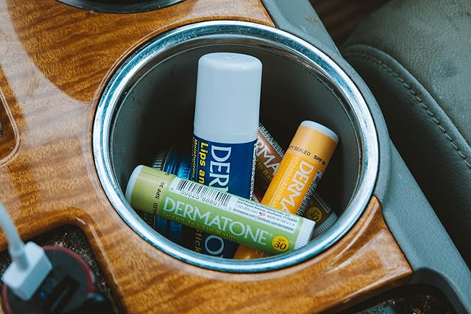 Dermatone Green Tea Lip Balm SPF 30 | Moisturizing | Medicated | Aloe & Vitamin E | Soothes Chapped & Cracked Lips | 3-pack (Green Tea, 0.15oz)
