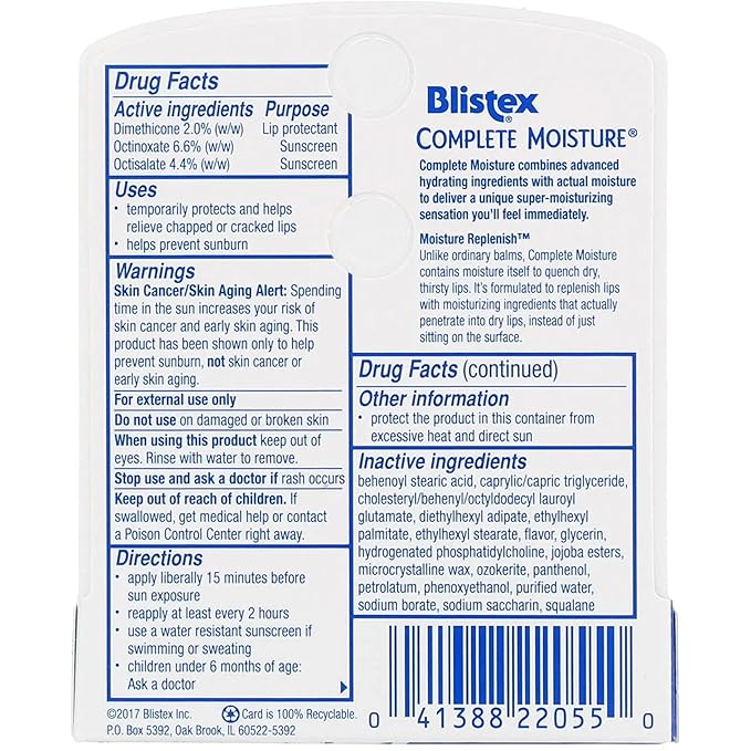 Blistex Lip Balm Complete Moisture .15oz, 8-Pack
