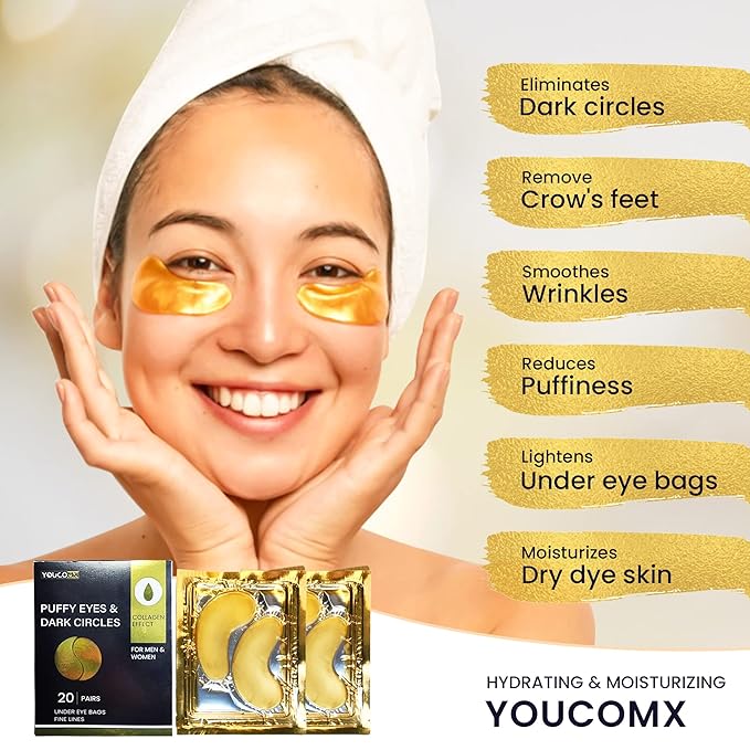 Eye Mask Under Eye Patches for Puffy Eyes & Dark Circles 20 Pairs Eye Gels Pads Reduce Wrinkles Treatments - Eye Bags Refresh Your Skin