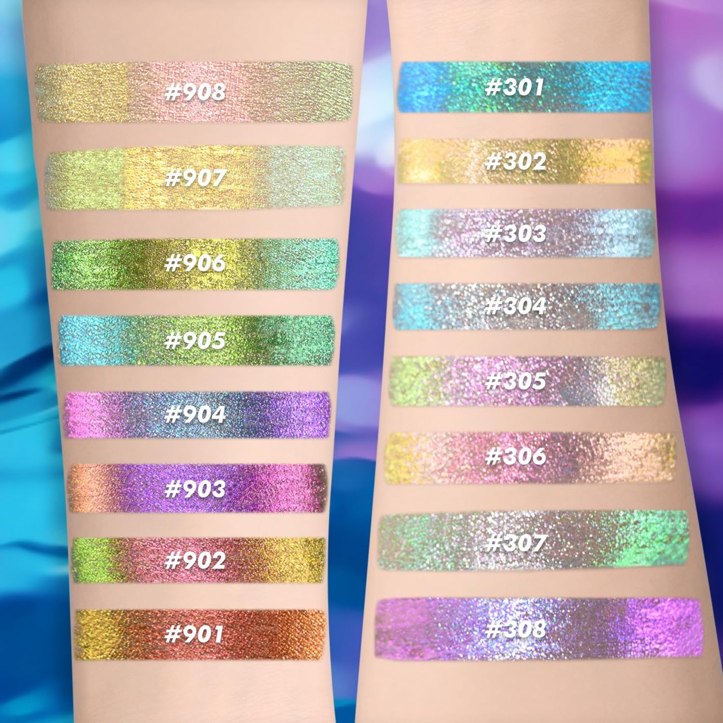 CHARMACY Chameleon Liquid Eyeliner, Liquid Glitter Eyeliner, Highly Pigmented, Metallic MultiColor Shifting waterproof Eyeliner, Ultra-Fine Tip, Longwearing, Smudge-proof (#304)