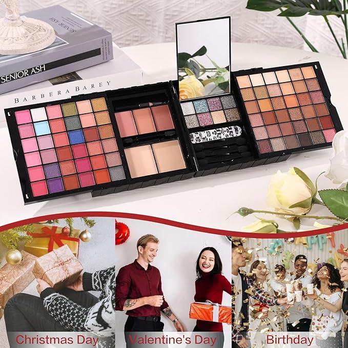 Makeup Sets For Teens Women Full Kits - All in One Gift Makeup Kits For Girls Make Up Set Included Eyeshadow, Blusher, Compact Powder, Eyeliner Pencil For Beginners (N)