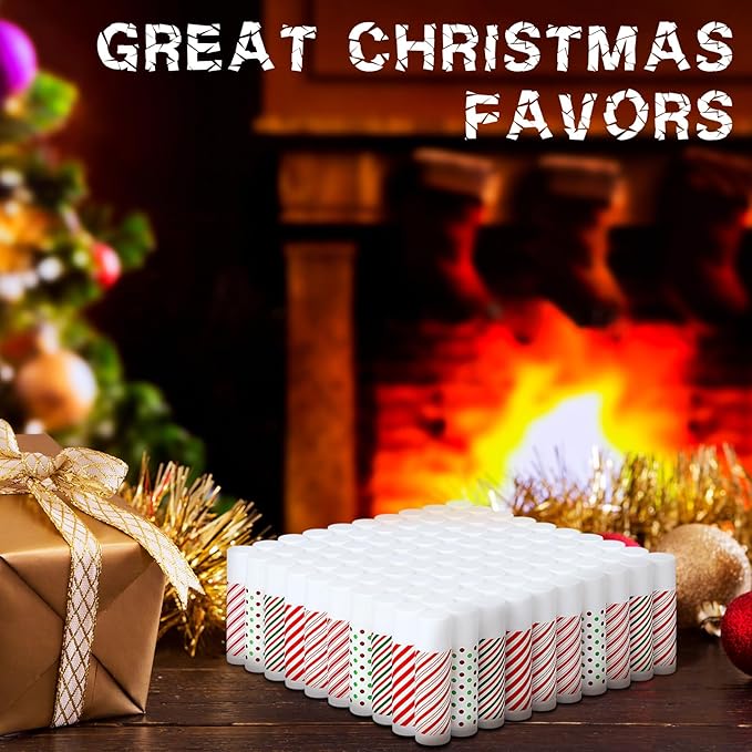 50 Pcs Christmas Peppermint Lip Balms Gifts Bulk Holiday Stocking Stuffers Holiday Treat Gifts Stuffer Goodie Christmas Party Supplies for Kids Women Men